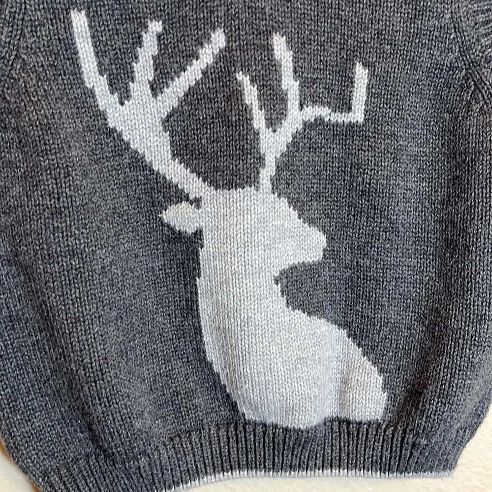 Janie and Jack Grey Moose Cotton Sweater Vest